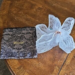 Victoria's Secret Black and White Lace Pouch